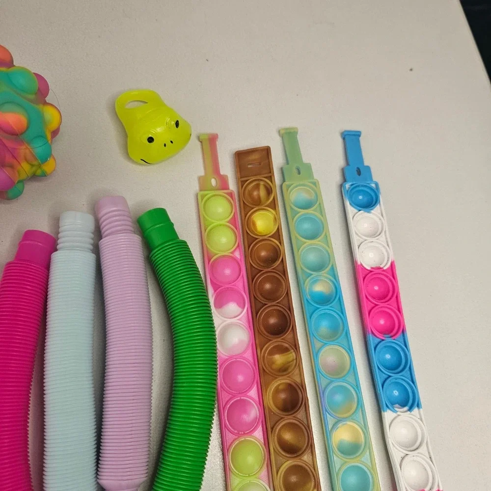 Fidget Toy Sensory Lot Pop It Bracelets Spinners Pop Tubes Marble Mesh 30 pieces
